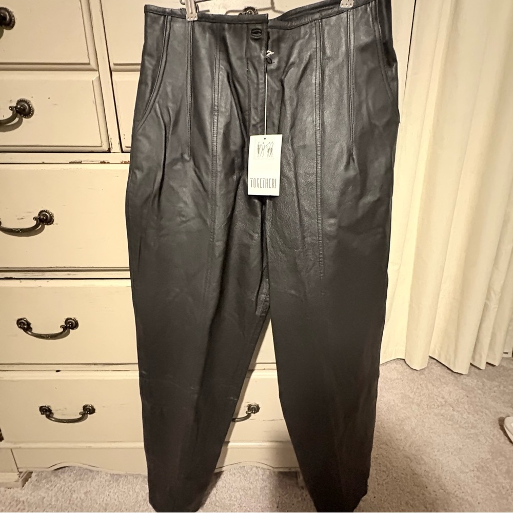 Vintage Black Leather Dress Pants